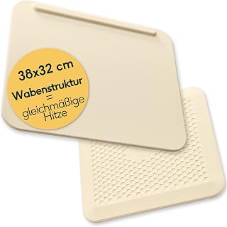 SILBERTHAL Pizzastein für Backofen & Gasgrill unglasiert 38 x 32 cm Eckig - Naturstein aus Cordierit - Steinplatte bis zu 900° C - Pizza Accessories