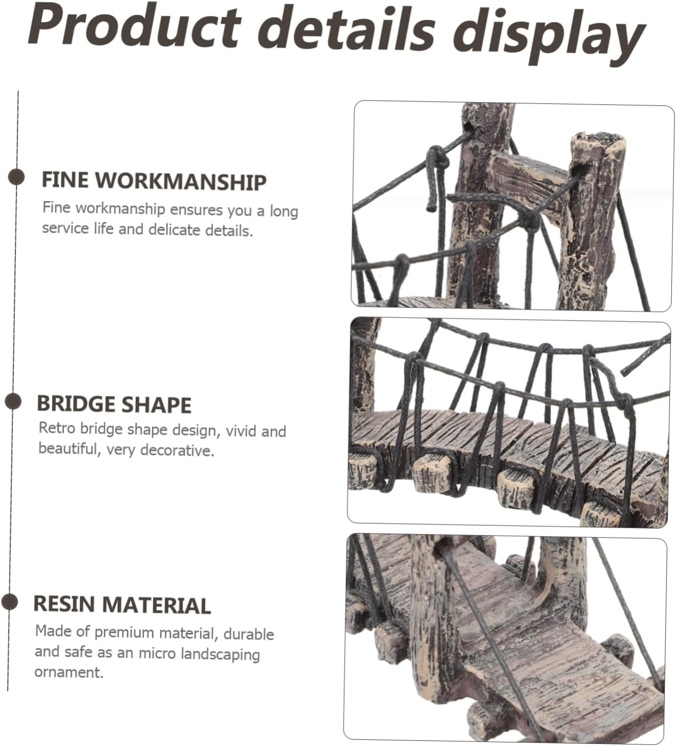 2pcs Resin Bridge Decor Decorative Landscaping Ornament for Garden and Balcony Lightweight Adornment Simple Design for Bonsai and Home Decor