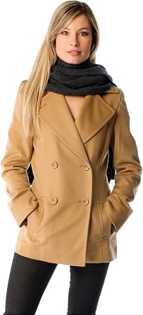 Cashmere Boutique 30% Cashmere and 70% Fine Wool Pea Coats for Women Double Breasted, Soft and Warm