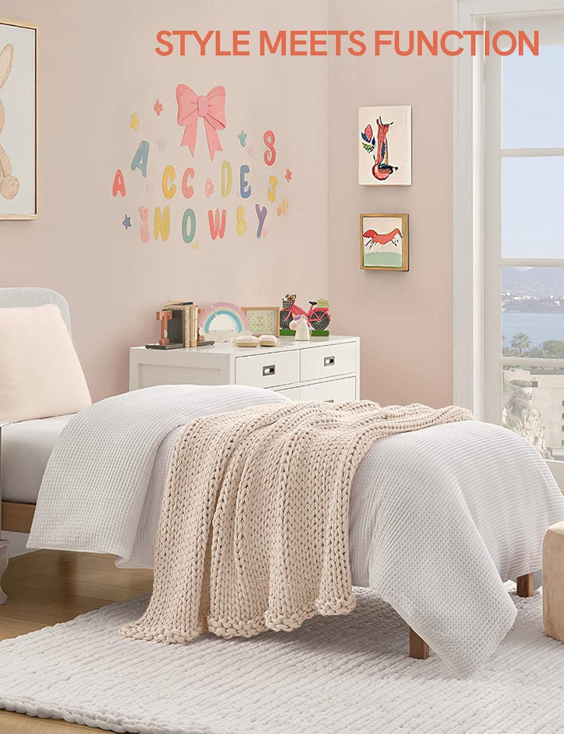 YnM Cooling Weighted Blanket, 100% Cotton Handmade Chunky Knitted Blanket, Weighted Lap, Breathable Heavy Blankets, Machine Washable Throw for Sleep or Home Decor (Cream, 50x60 Inch, 10lbs)