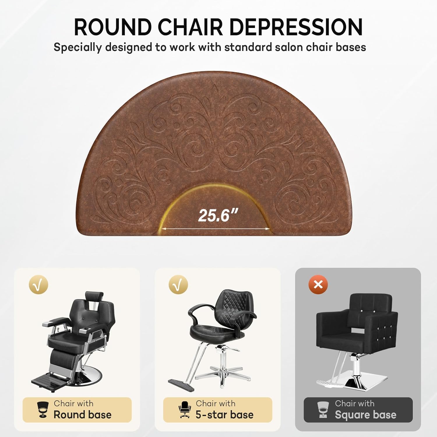 OmySalon 5/8'' Thick Salon Anti Fatigue Mat for Hairstylist Standing, 3'x5' Barber Floor Matt Under Styling Chair, Salon Chair Mat, Anti-Slip Easy Cleaning