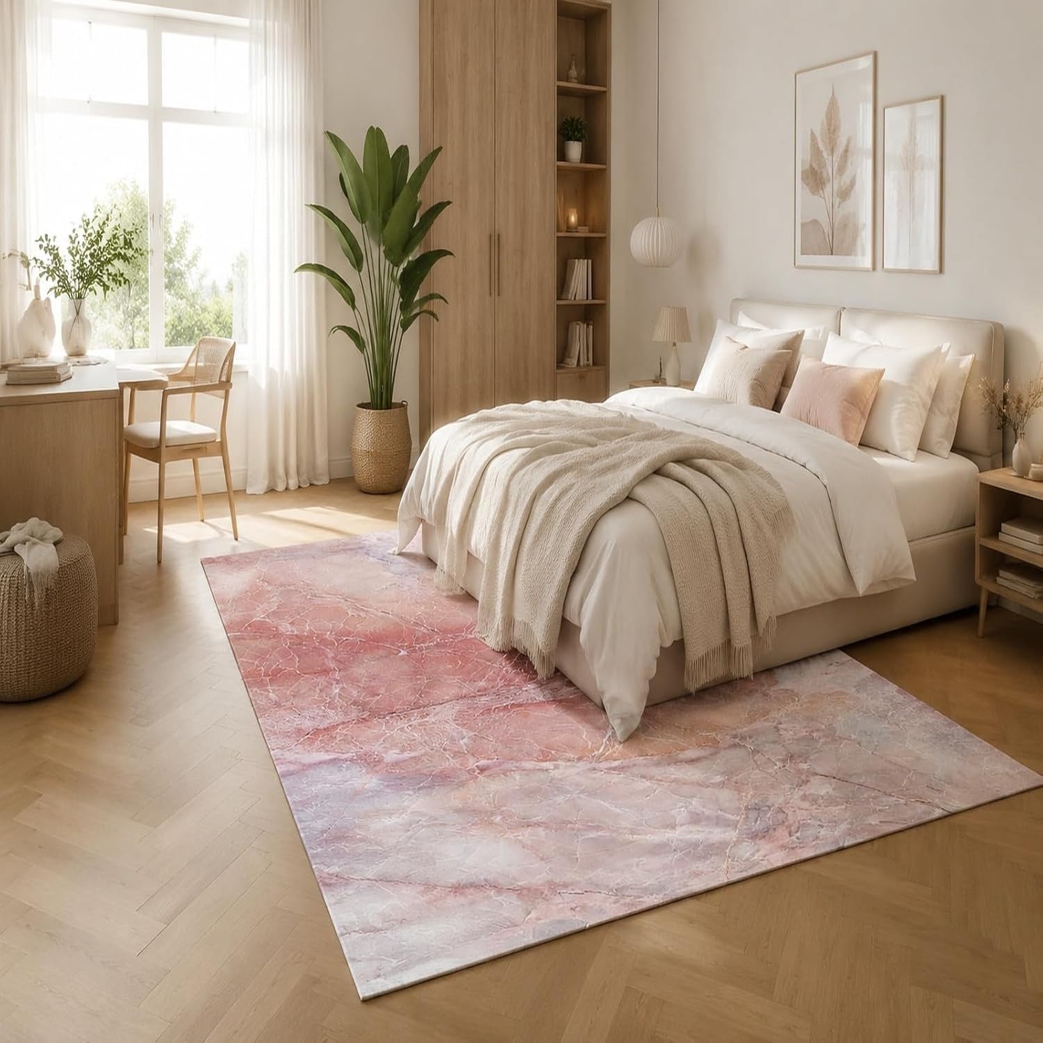 Tappeto Lavabile Soggiorno Astratto, Rosa, 180x240 cm (Rettangolare)