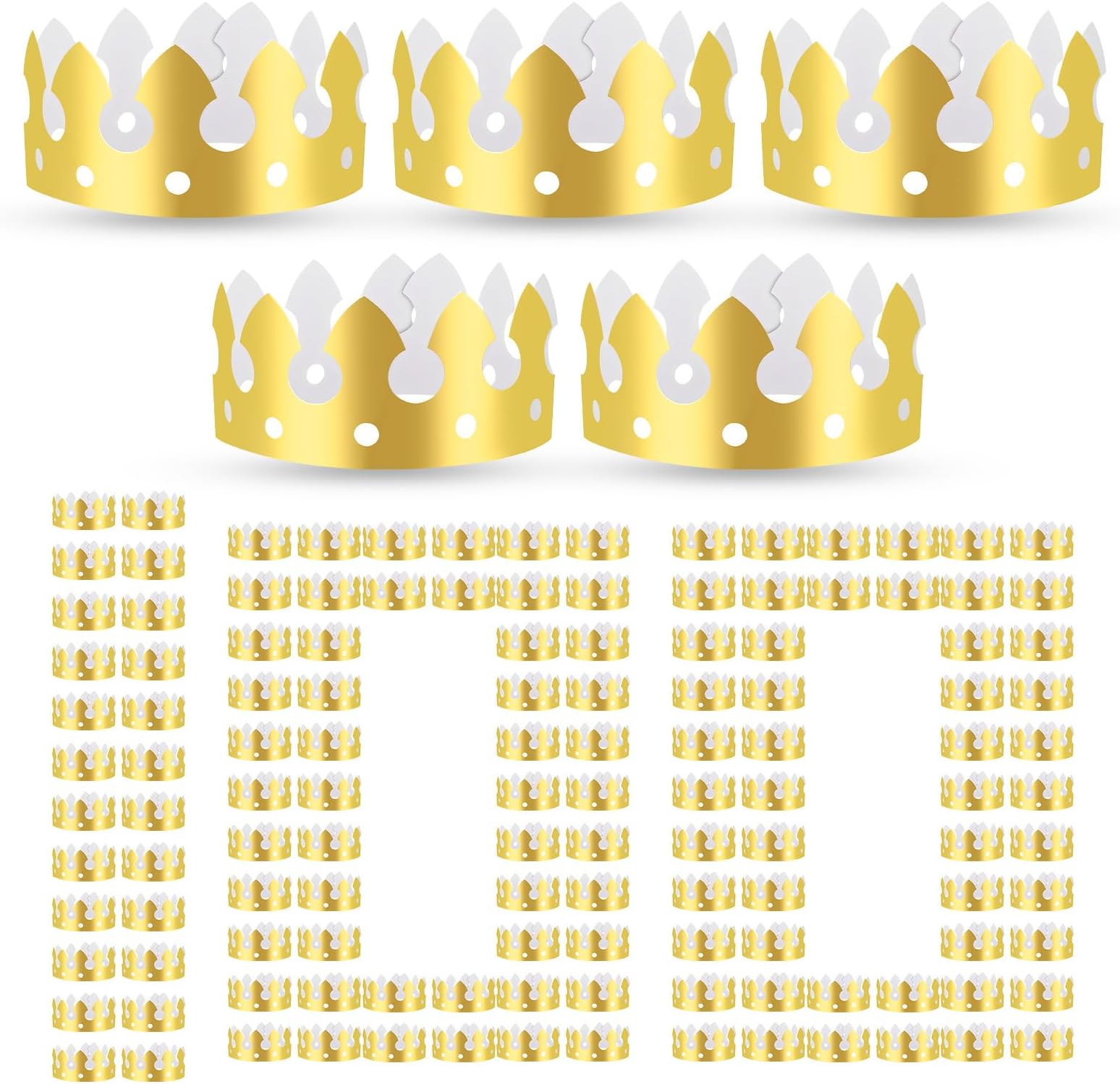 - 100 Pcs Paper Crowns for Adults, Gold King Princess Paper Crown Bulk for Boys Girls Adults Women Men Birthday Party Supplies Decoration Photo Props Family Banquets School Classroom (Classic Style)