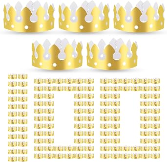 100 Pcs Paper Crowns for Adults, Gold King Princess Paper Crown Bulk for Boys Girls Adults Women Men Birthday Party Supplies Decoration Photo Props Family Banquets School Classroom Classic Style