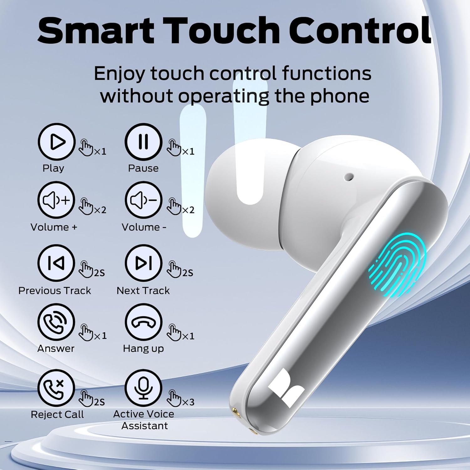 Monster N-Lite 203 AirLinks Wireless Earbuds Bluetooth 5.3 Headphones HiFi Stereo, Wireless Earphones with IPX6 Waterproof, 30H Playback, Type-C Charging, HD Clear Call, Touch Control in-Ear Earbuds - Image 7