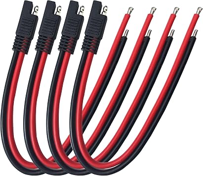 4-Pack SAE Connector Extension Cable SAE Quick Disconnect Plug 30cm 10awg for Automotive RV Motorcycle Cars Tractor Solar Panel Panel SAE Plug