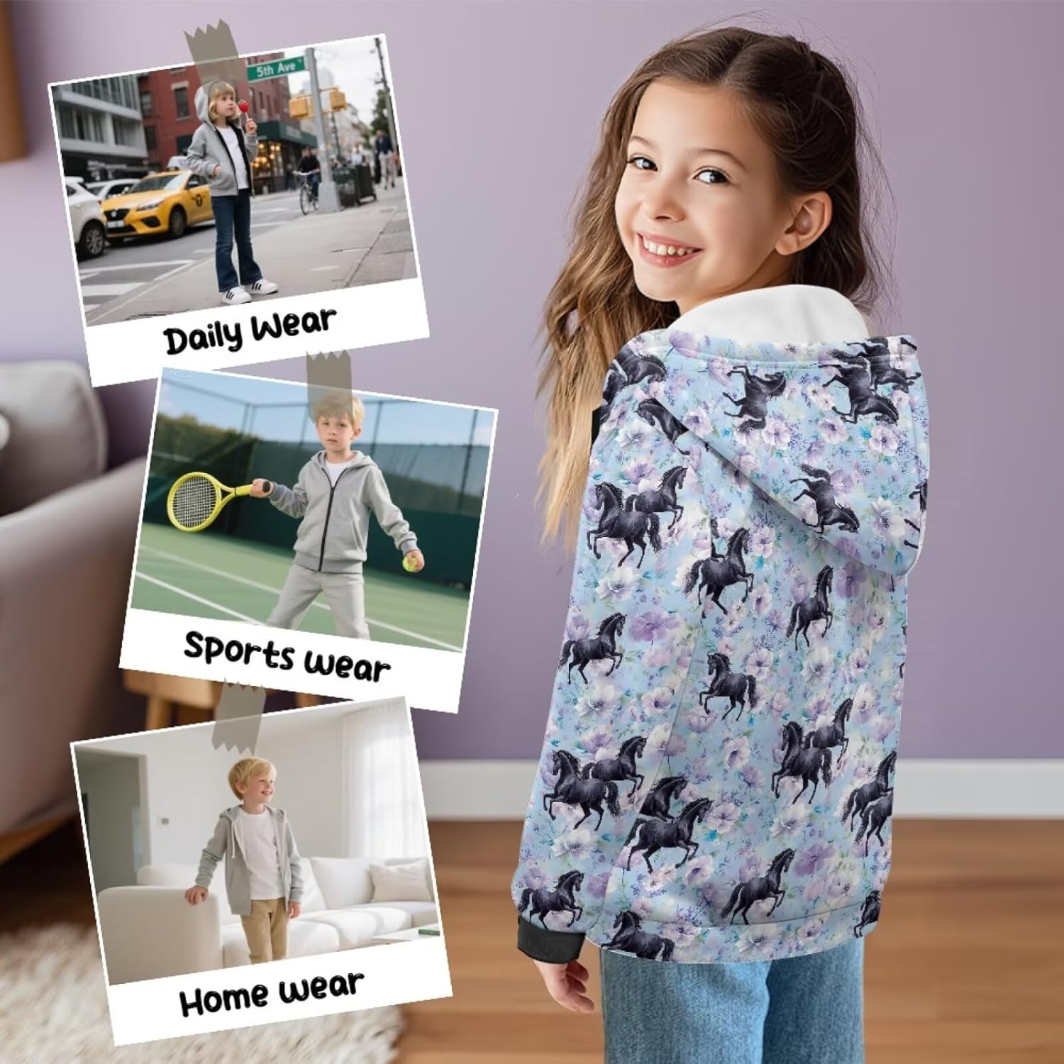 Zip Up Hoodie for Kids Boys Sweatshirt Warm Fleece Hoodie Comfortable Hooded Top Activewear Hoodies Sweatshirt