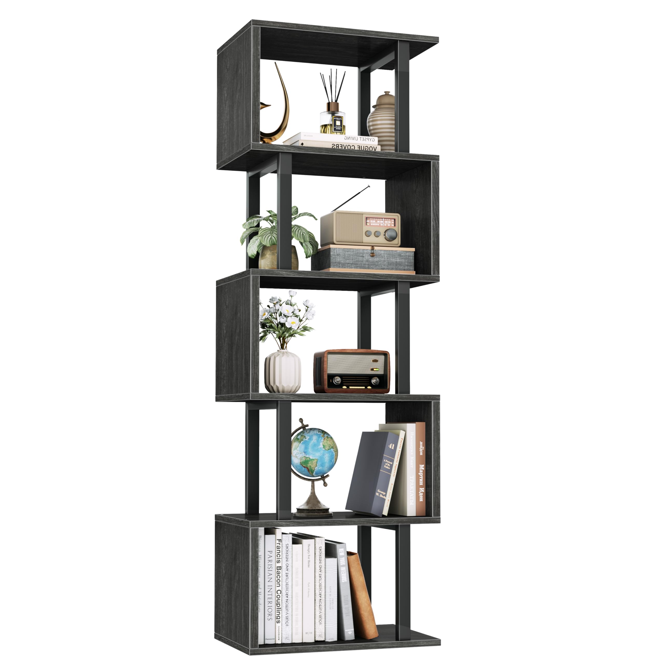 Furologee 6 Tier S-Shaped Bookcase