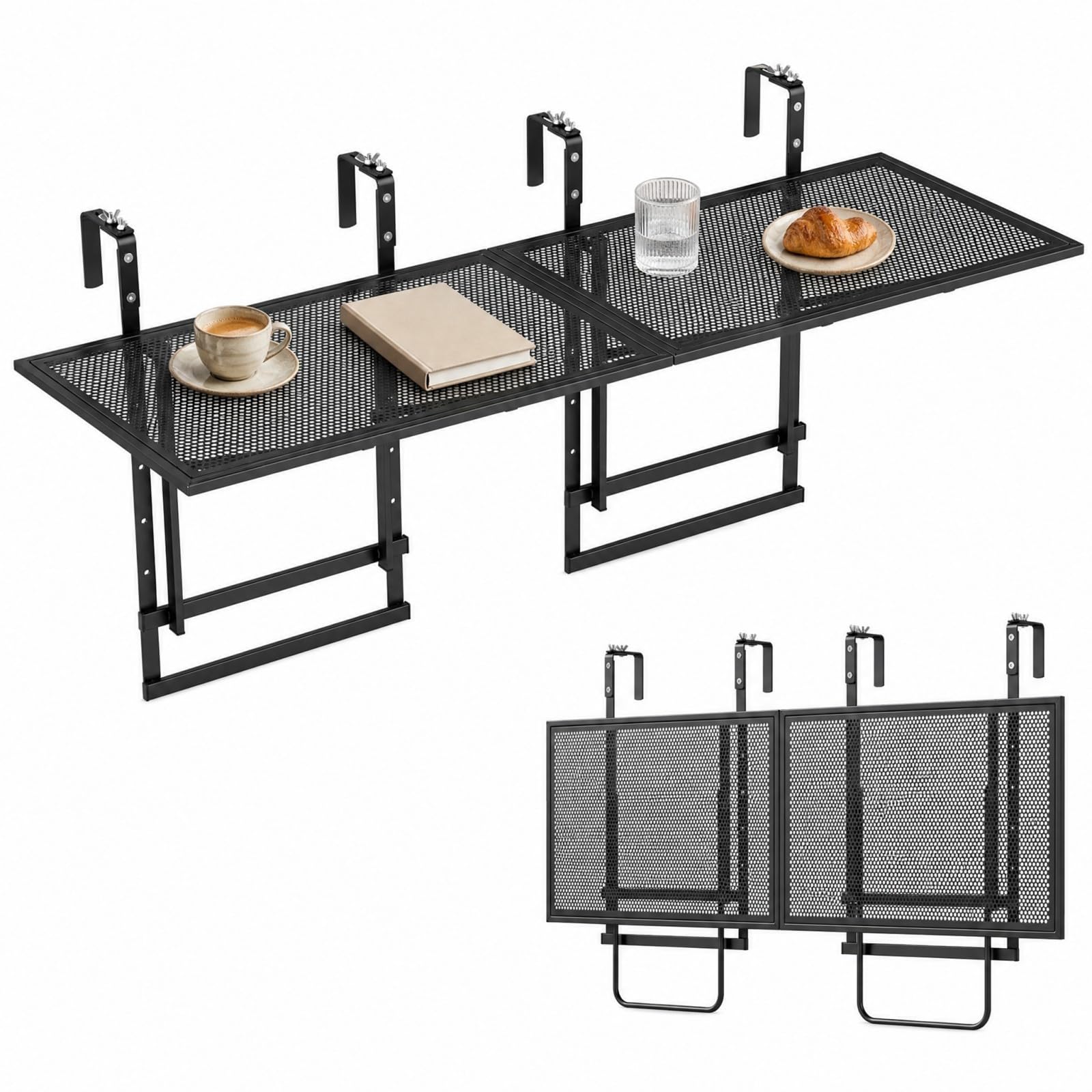 GOPLUS Lot de 2 Tables de Balcon, Style Moderne pour Patio/Terrasse/Jardin