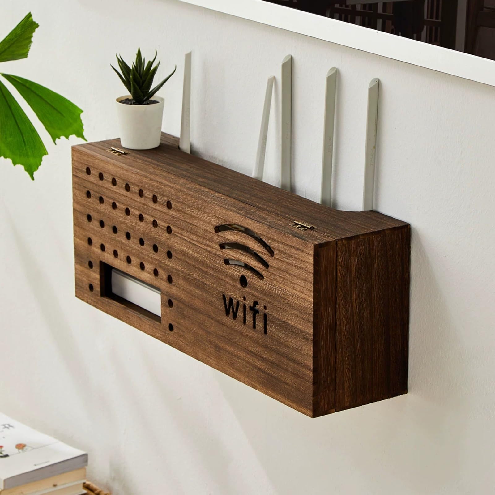 Boîte de rangement murale pour routeur WiFi et décodeur TV