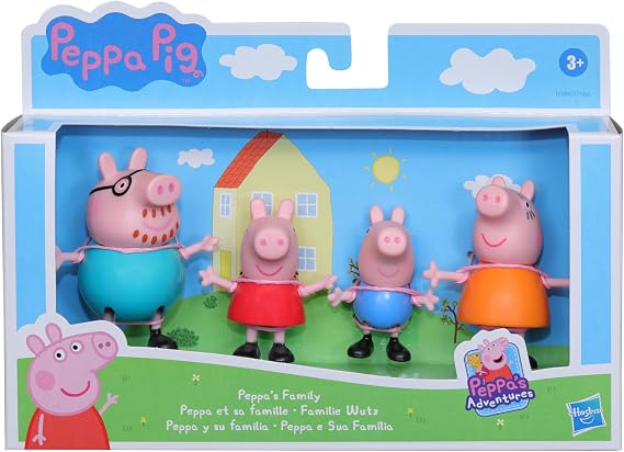 Peppa Pig Peppa's Adventures Peppa's Family Figure 4-Pack in Pajamas, Ages 3 and Up
