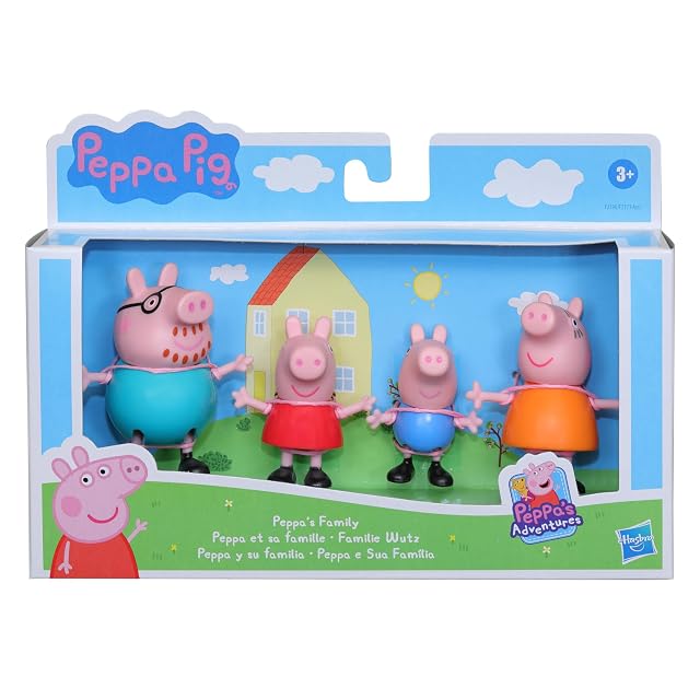Foto 3 de 4 de Peppa Pig Hasbro, Set de 4 Figuras, Peppa y su Familia, Animales de Juguete para Niñas y Niños de 3 Años o Más
