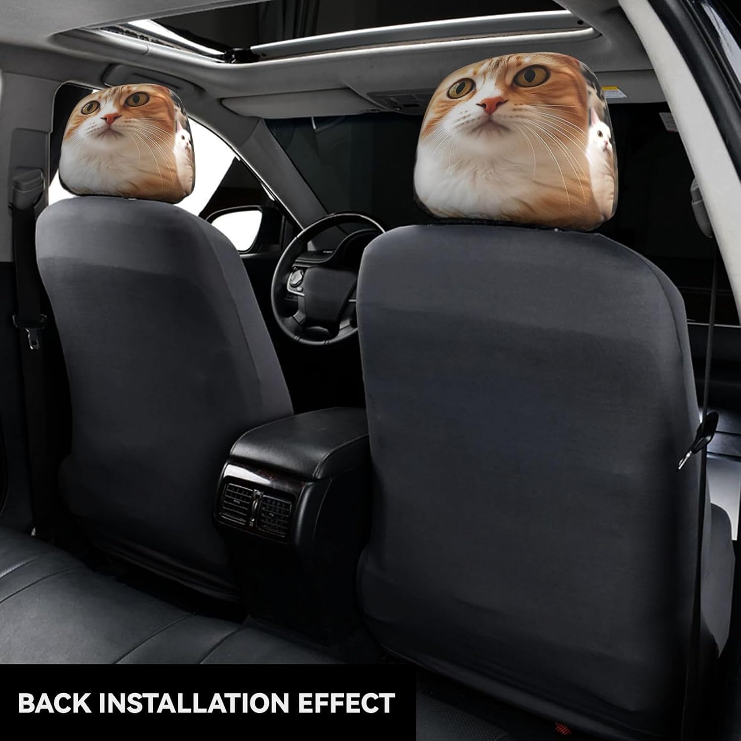 2 PCS Car Seat Headrest Cover Soft Car Headrest Cover Reusable Universal Truck Head Rest Covers Protector Funny Pet Cat Cars Interior Accessories Headrest Covers for Cars image 2