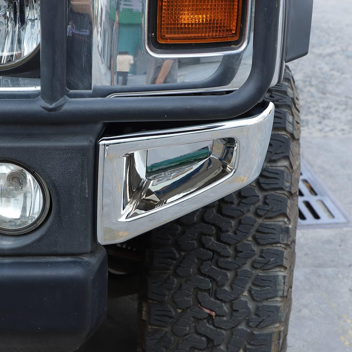 Front Bumper Corner Bezel Covers Molding Compatible with Hummer H2 SUV SUT 2003-2009 Accessories, Front Bumper End Cap Cover Trim Replacement Parts, ABS (Chrome)