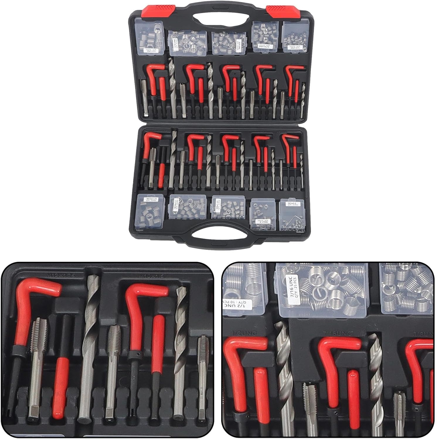 labwork 261Pcs Thread Repair Tool Set HSS Drill Helicoil Kit Rethreading Tool with Metric and SAE M5 M6 M8 M10 M12