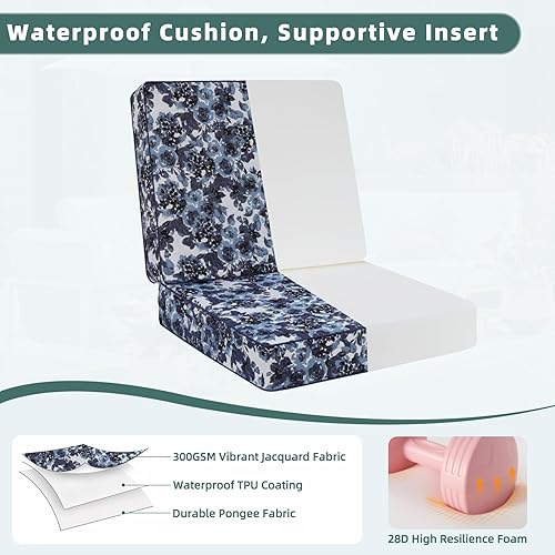 Vista 19 de Favoyard Juego de cojines de asiento profundo para patio, 24 x 24 pulgadas, impermeables, para muebles de patio, con funda extraíble y resistente a