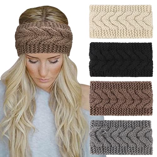 DRESHOW Knit Crochet Headband for Women Ear Warmer Soft Turban