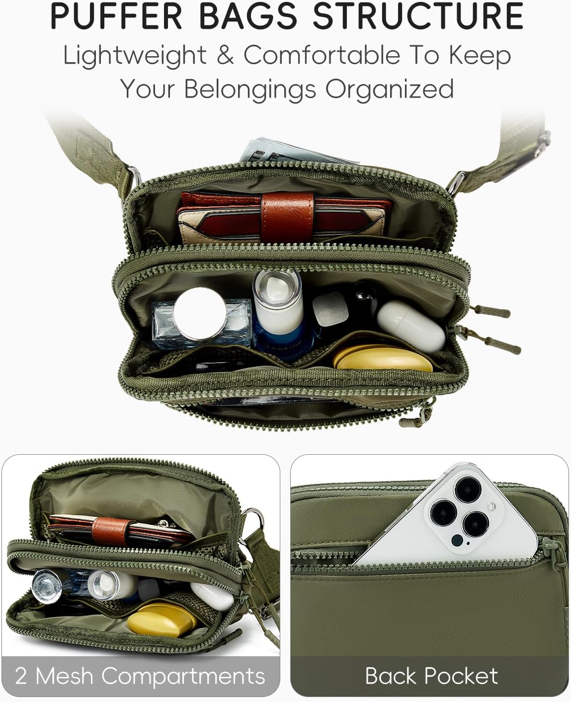 WESTBRONCO Small Crossbody Bags for Women Nylon with Adjustable Strap, Zipper Crossbody Purse, 1L Shoulder Bag for Travel - Image 4