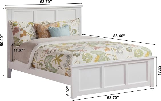 AFI, Madison Queen Low Profile Platform Bed with Matching Footboard, White