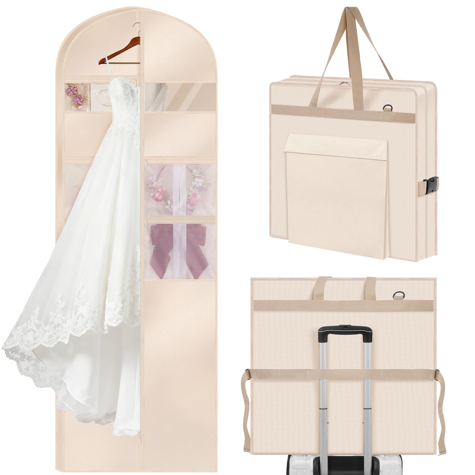 Upgraded Version 72 Wedding Dress Garment Bag Dress Bags for Gowns Bridal Dress Travel Bag with 12 Gusseted