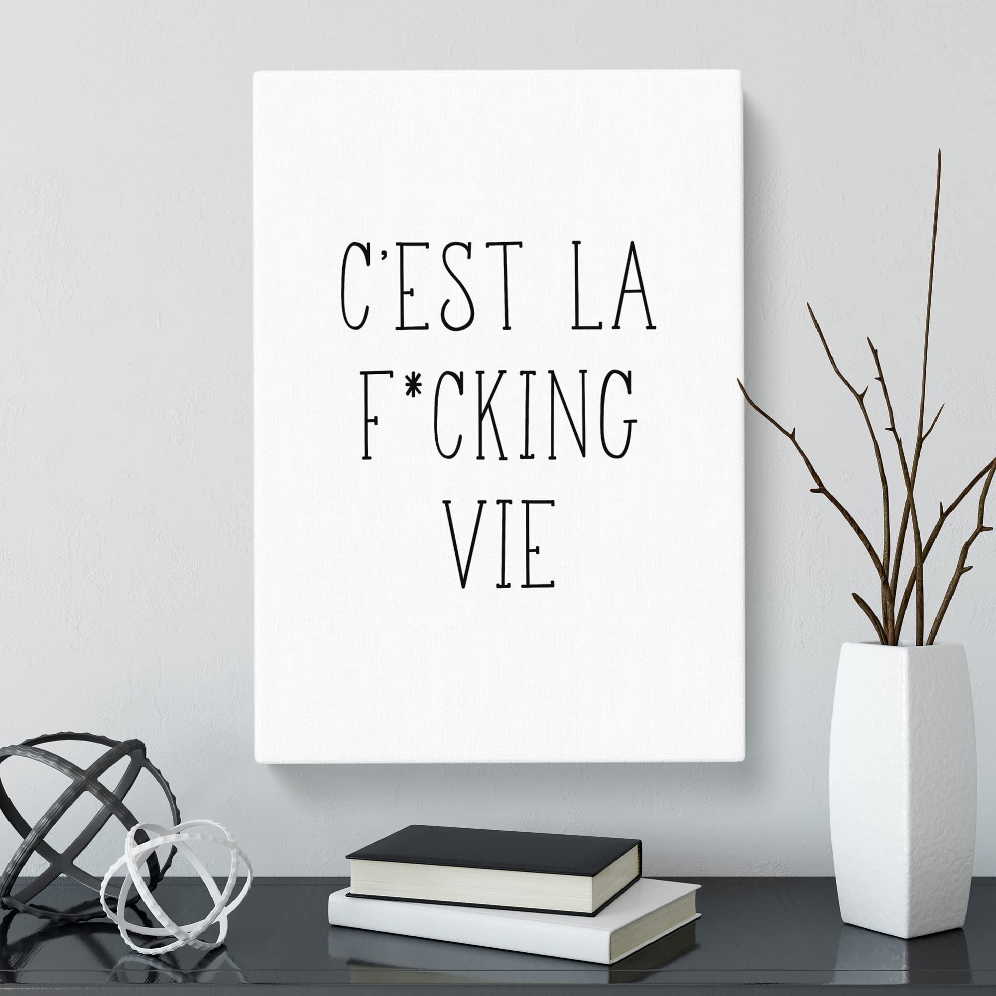 C'Est La Vie V2 Typography Quote Canvas Print, Mixed, 25L x 50W cm - Image 2