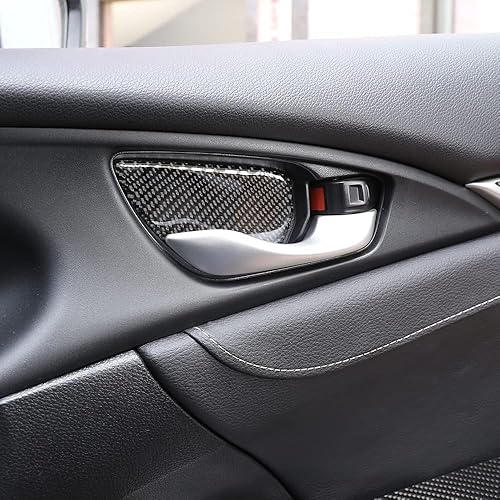 Miniatura 6 de PIUGILH Cubierta para manija de puerta interior de fibra de carbono real Civic de 10ª generación para Honda Civic Sedán Hatchback Coupe tipo R 2016