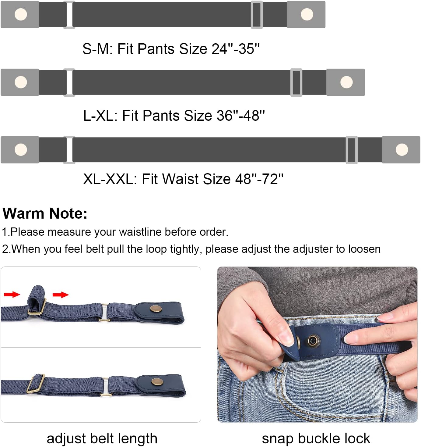 XZQTIVE No Buckle Elastic Belt for Women and Men, Stretch Invisible Buckless Belts for Jeans Fits Waist 24-48 inches