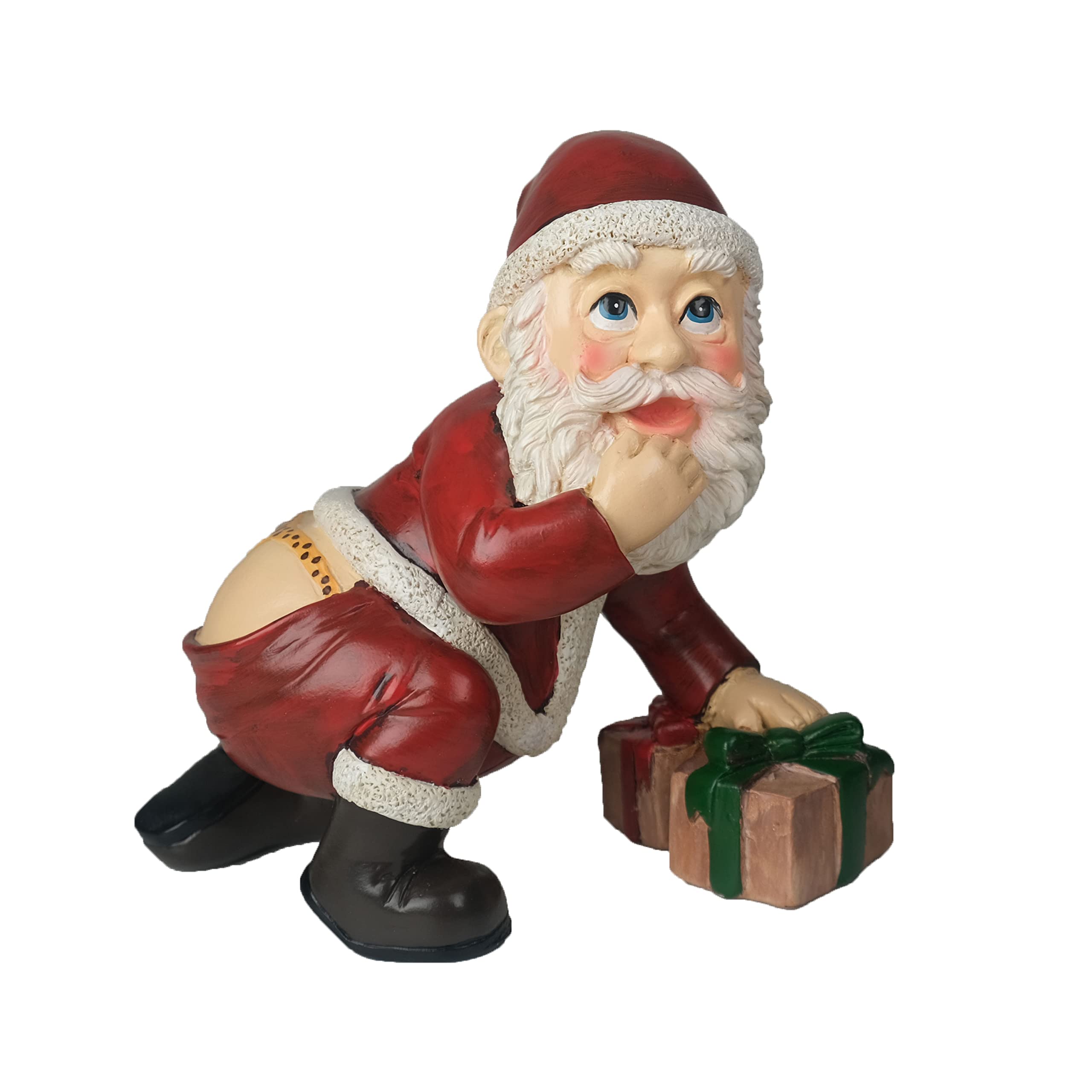 Bella Haus Santa's Secret Figurine | Funny for Indoor or Outdoor Decor | Christmas Decoration for Lawn or Home