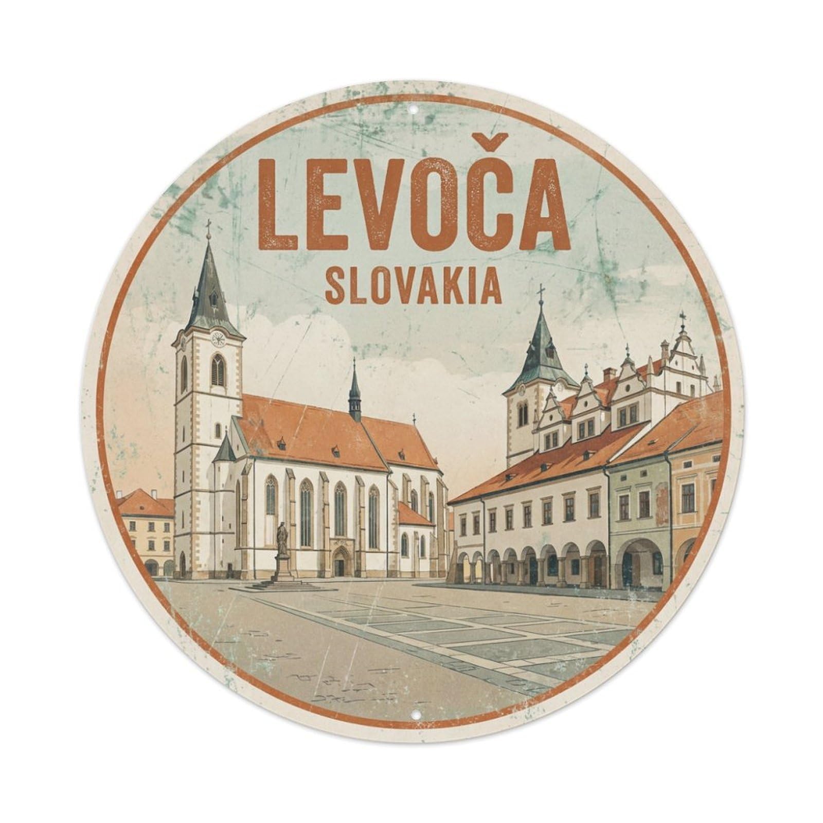 Xanthor Style Slovakia Retro Travel Levoca Metal Tin Sign