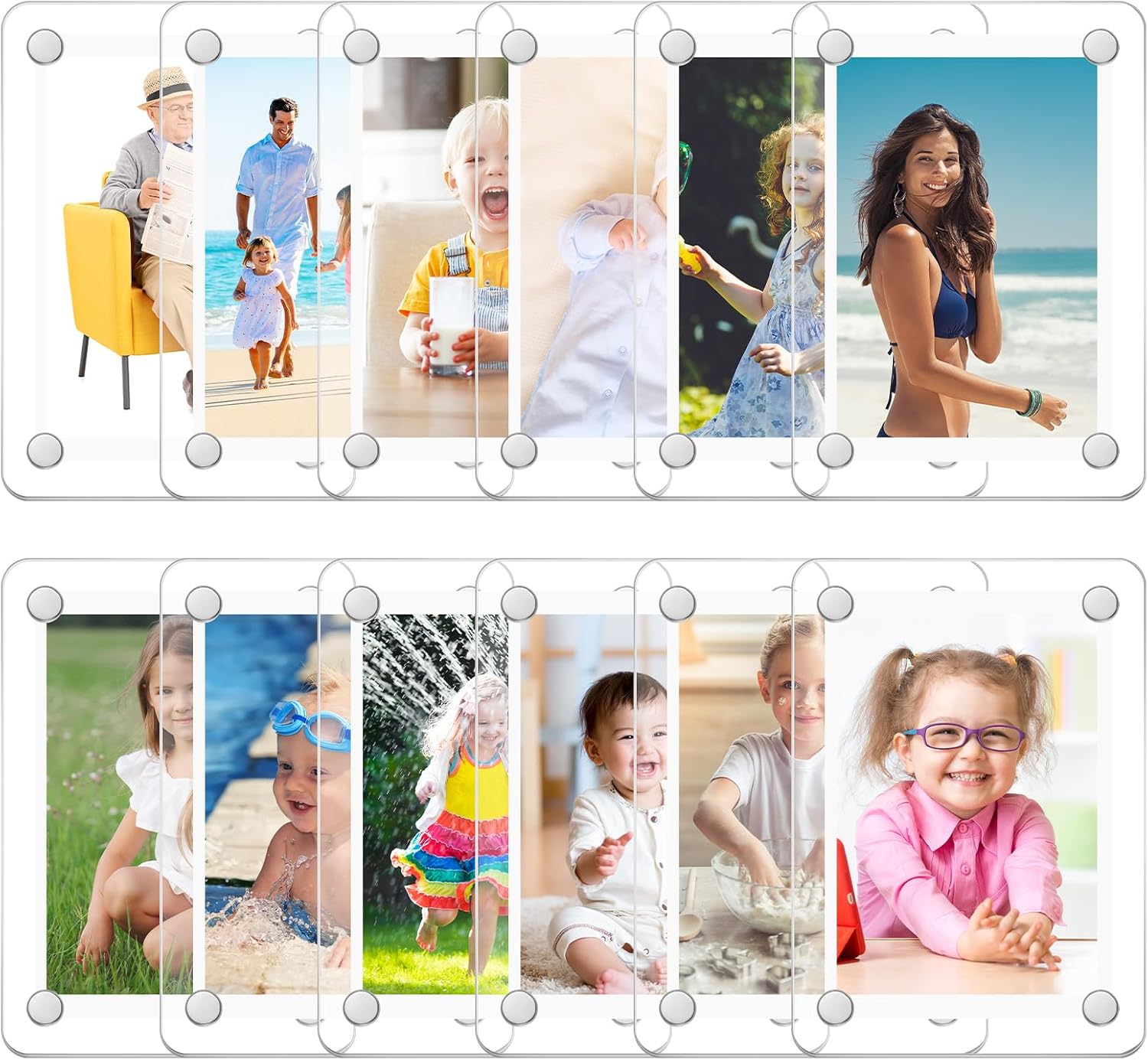 12 Pack Acrylic Fridge Magnetic Frame, 2.36 x 3.54 Inch, Double Sided Refrigerator Magnet Picture Frame for Instax Mini Refrigerator Display