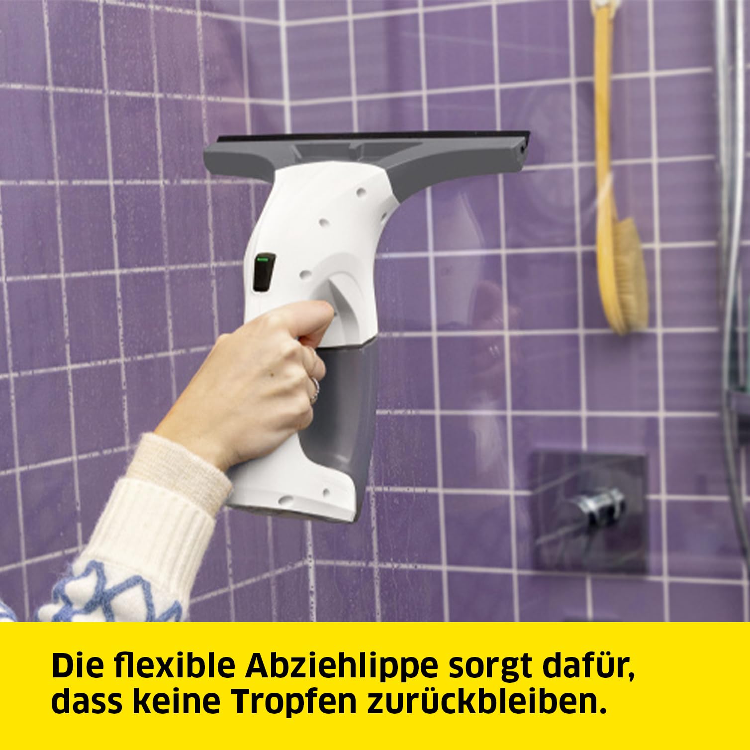 Kärcher Fenstersauger WV 1 Plus, Akkulaufzeit 20 min, LED-Ladezustandsanzeige, Schmutzwassertank 100 ml, Arbeitsbreite 250 mm