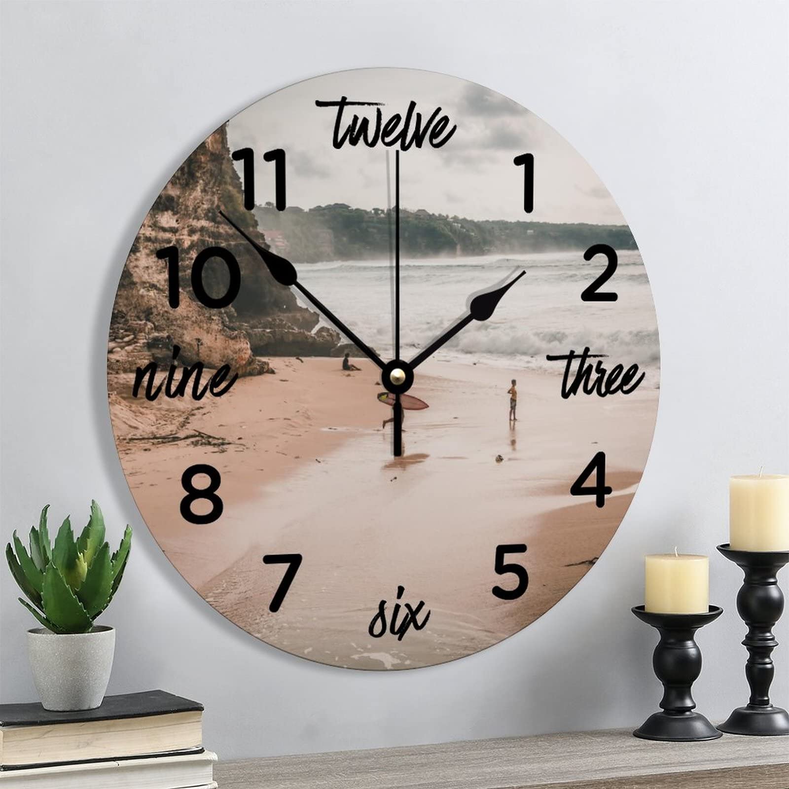 HLBSDM Horloge Murale Ronde Avec Boussole Nautique Vintage Et