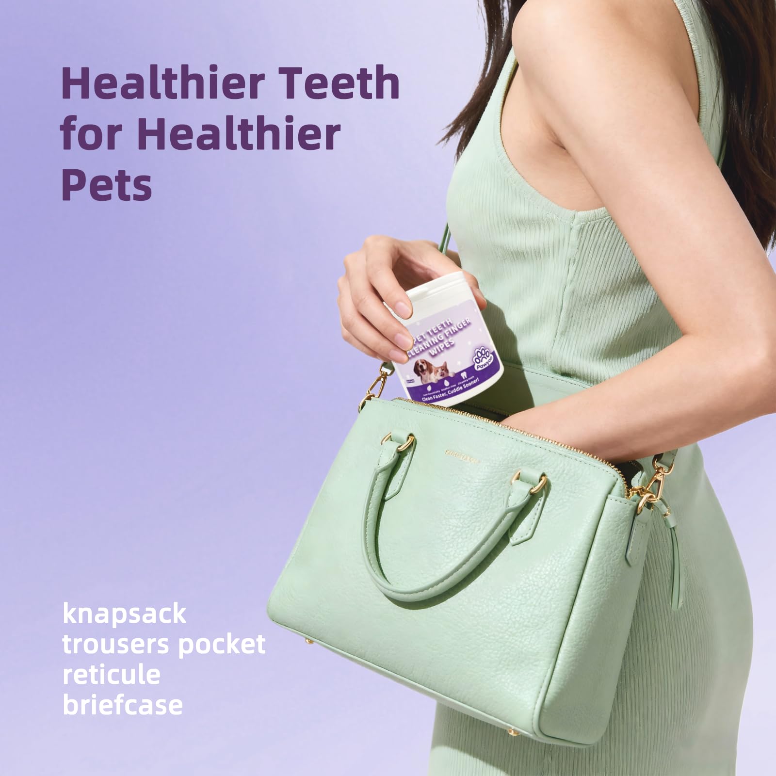 Cats Dogs Dental Care Finger Wipes - 50 PCS Tooth Brushing Kit Dental Wipes for Cats - Teeth Cleaning Finger Wipes for Dog & Cats - Reduces Dental Debris & Freshens Breath (CY_TeethWipes) - image 2