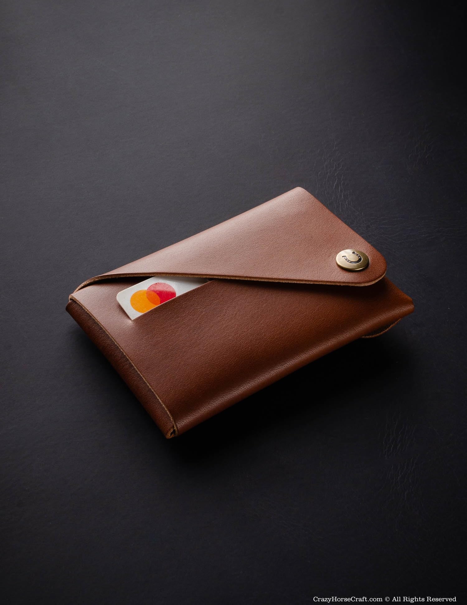 Crazy Horse Craft Portfel Slim Męski Damski, Skórzane Etui na Karty, Skóra | Portmonetka i etui na karty płatnicze z kieszonką na monety; włoska skóra pełnolicowa garbowana roślinnie, 15 kart