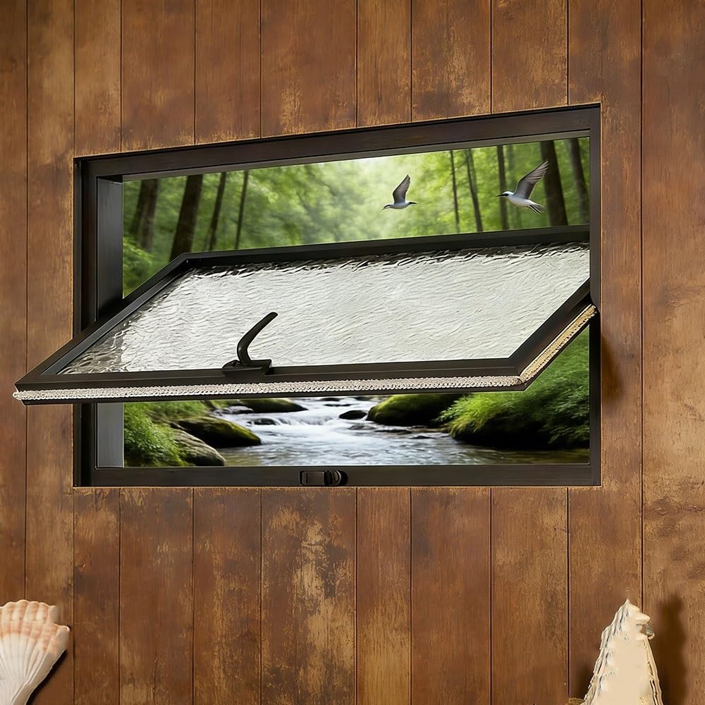 Gskdzg Black Shed Window Replacement Basement Hopper Window Flush Mount Bathroom Windows For Garage Rv Kitchen Cabin Barn Warehouse(,W50 X H50cm (20" X 20"))