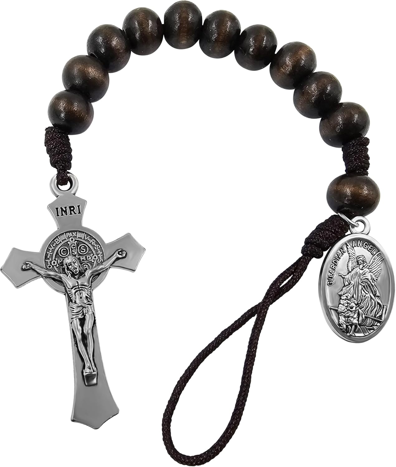 TALISMAN4U Saint Benedict Medal Crucifix One Decade Prayer Pocket Rosary 10mm Wooden Beads Open Style St Michael Medal St Christopher Tenner Rosaries Handmade Catholic Gift - Image 8