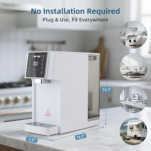 Miniatura 6 de HOT Encimera de filtro de agua de ósmosis inversa, 51 puro para drenar y purificador de agua de 75GPD con purificación de ósmosis inversa de 4