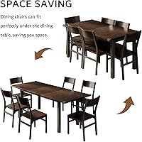 Vista 14 de iPormis Juego de mesa de comedor de 7 piezas con 6 sillas, mesa de cocina extensible de 63 pulgadas y sillas para 4-6, mesa de comedor con marco
