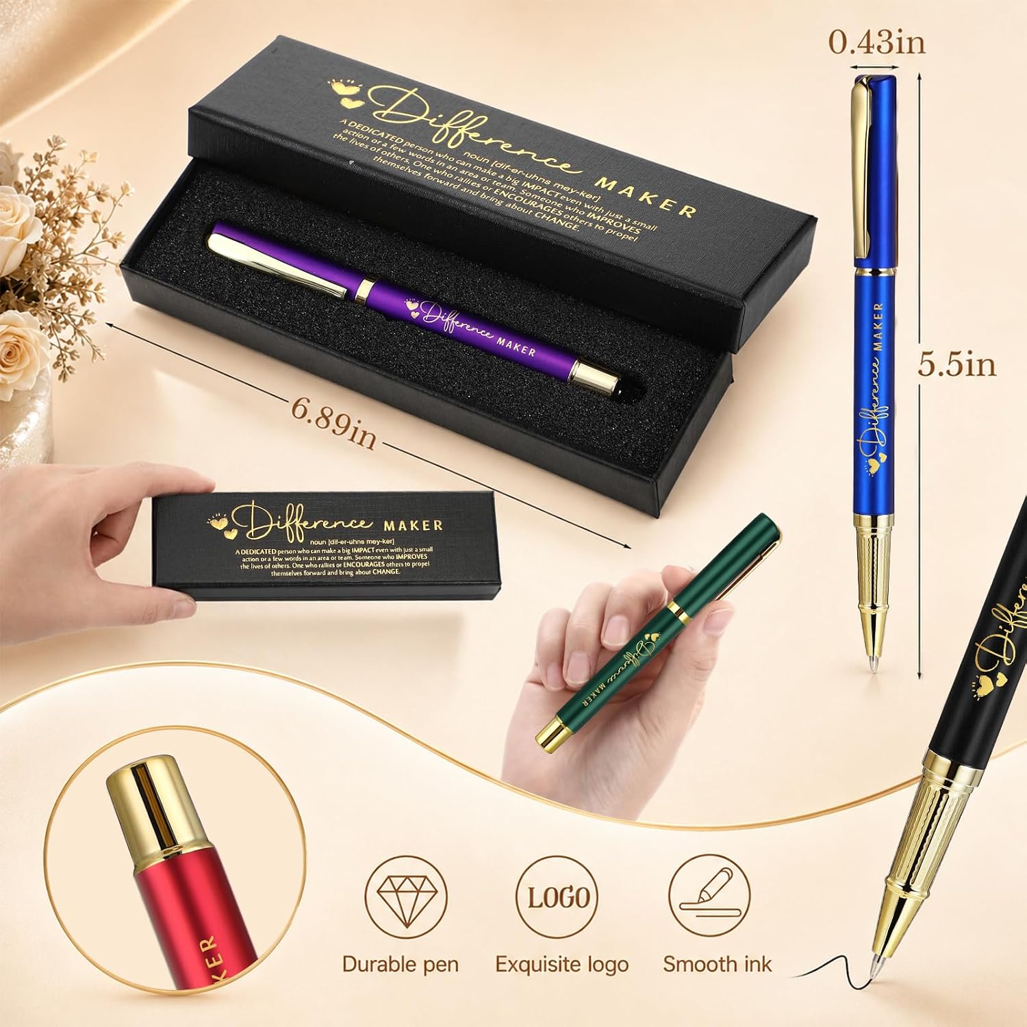 PerKoop 10 Sets Difference Maker Gifts, Appreciation Pens with Boxes image 2