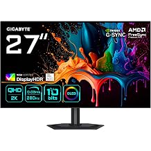 Gigabyte MO27Q28G 27 Inch OLED QHD Gaming Monitor - 2560 x 1440 280Hz 0.03ms 335 cd/m  Display HDR True Black 500 HDMI 2.1 DisplayPort 1.4