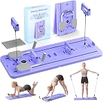 Mosdos Réformateur pliable de Pilates Portables, formateur de base à rebound automatique pour le gymnastique à domicile, 300lbs Capacité de poids, équipement d'entraînement complet pour les hommes et les femmes-Purple