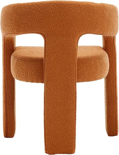 Miniatura 4 de Modern Boucle Silla de comedor, silla de cocina tapizada de sherpa con brazos, cómoda silla lateral de barril para sala de estar, oficina en casa,