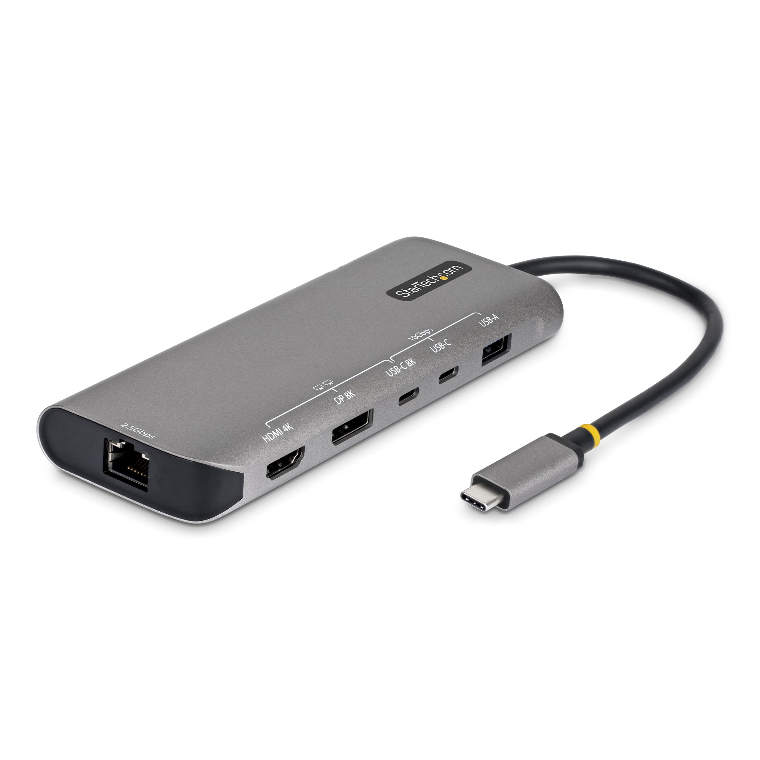StarTech 7-in-1 USB4 Multiport Adapter, Driverless Dual-4K for macOS and Windows, 140W Power Delivery Charging, 3-Port 10Gbps Hub, 2.5 Gigabit Ethernet, Mini Dock