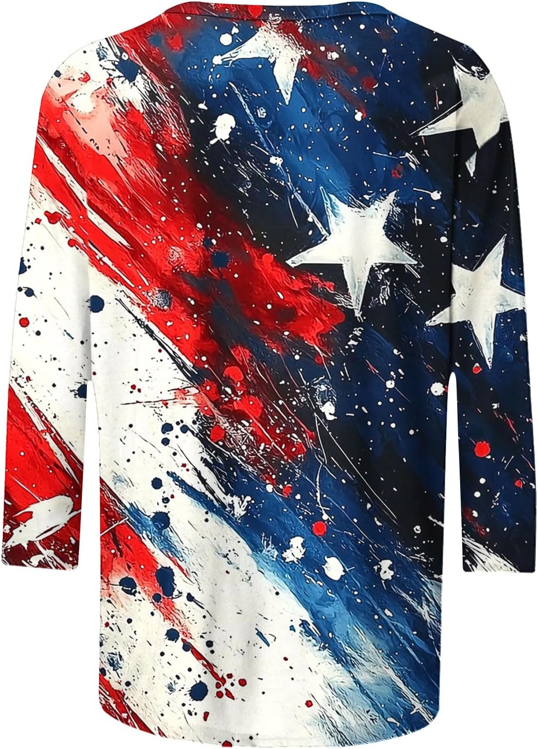 Women's American Flag 3/4 Sleeve Shirts Independence Day Patriotic Casual Tops USA Flag Stars Stripes Blouses