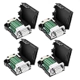 DaFuRui 4Pack DB9 Female Connector，DB9 Breakout Connector Solderless RS232 D-SUB DB9-Female Screw Terminal Block with Case and Nut (4Pcs-Female+Nut)