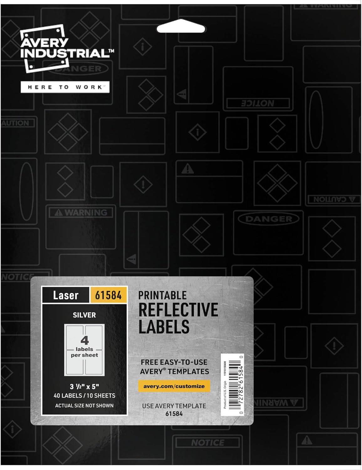 Avery Printable Reflective Stickers, 3.5" x 5", Silver Labels, 40 Blank Sign Decals (61584)