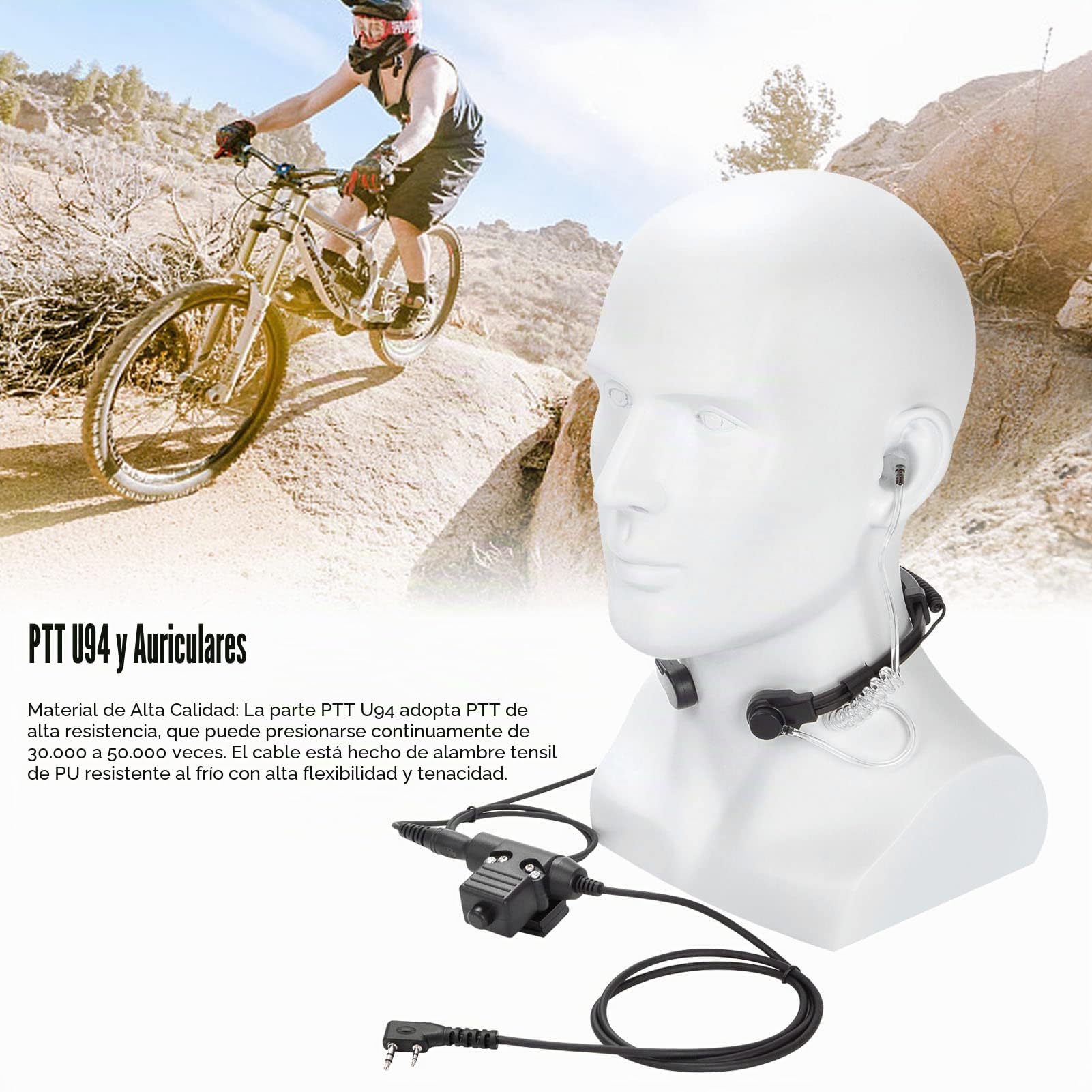 Auriculares Tácticos con Micrófono de Garganta, Auriculares WalkieTalkie de Radio Ajustables con Reducción de Ruido con U94 PTT para TK-3107, para UV-5R BF-888S/WLN KD-C1 Y Otros Walki