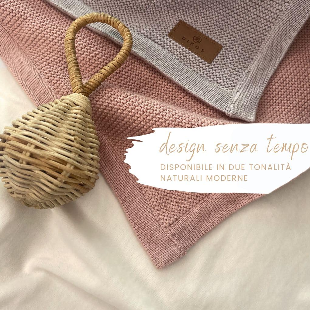 DIKOS® Calda coperta invernale per neonati grigia, in cotone e velluto, Oeko-TEX, coperta per carrozzina con bordo, per neonati, ideale come regalo di nascita