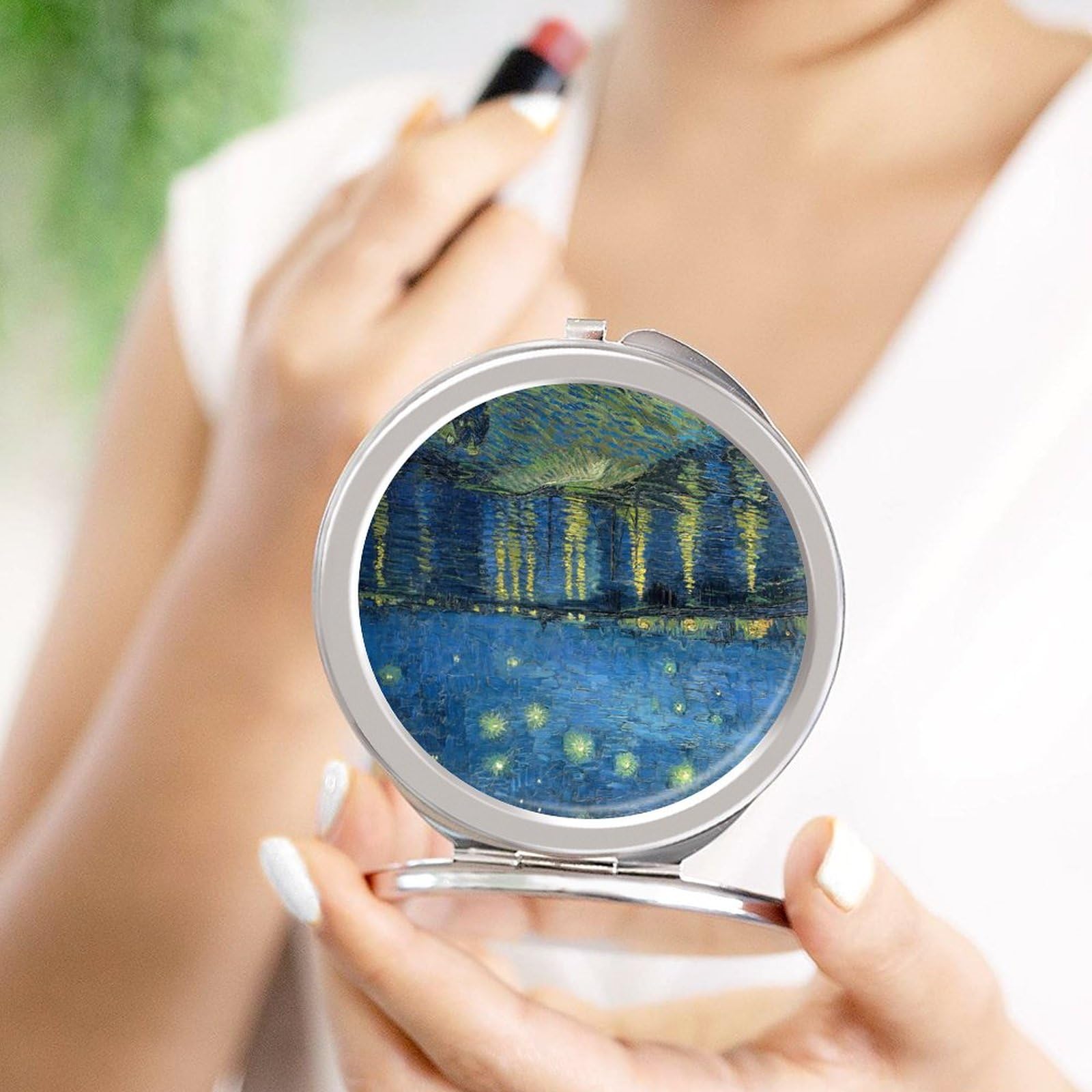 Amazon.co.jp: 化粧鏡 手鏡 ゴッホ 星月夜 ハンドミラー コンパクト