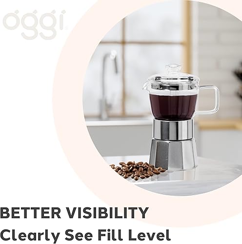 Miniatura 7 de Oggi Cafetera de café expreso para estufa, cafetera italiana de vidrio borosilicato de 4 tazas (4 onzas)